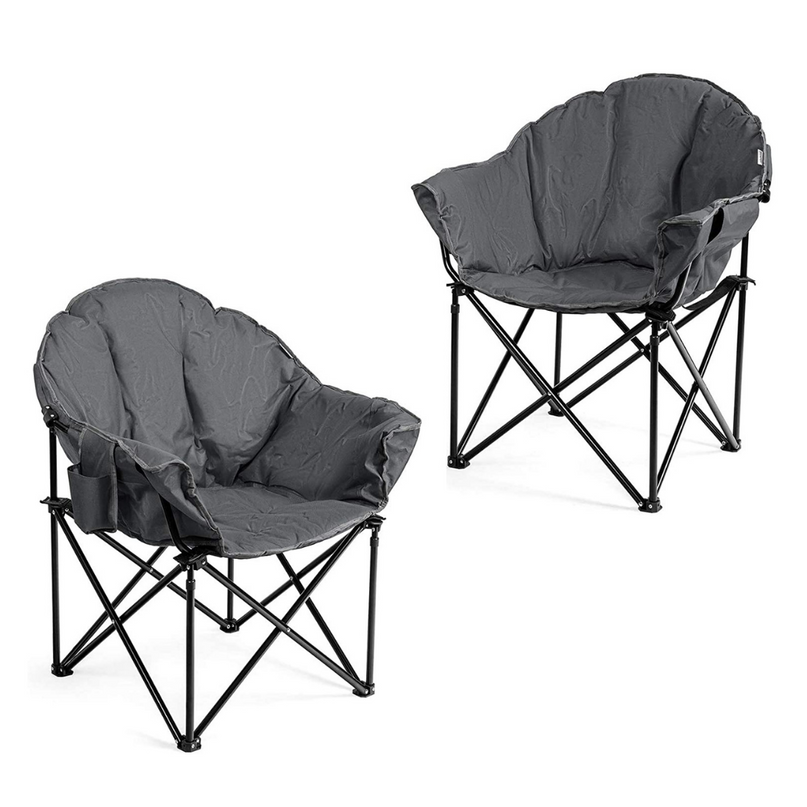 Giantex Portable Camping Chair, Lawn Chair, Outdoor Folding Chair with Cup Holder, Soft Seat