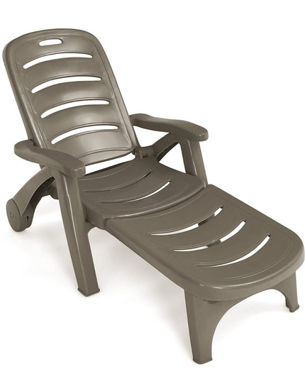 Patio Chaise Lounge Recliner on Wheels - Giantex