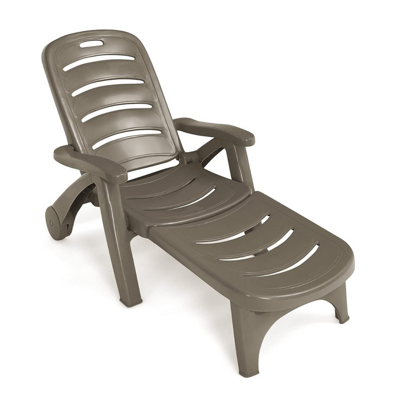Patio Chaise Lounge Recliner on Wheels - Giantex