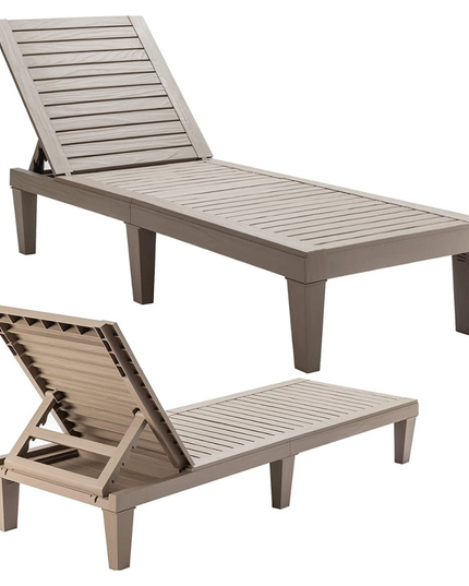 Outdoor Chaise with 5-Position Adjustable Backrest, Rust-Resistant Chaise