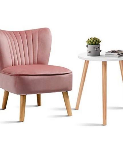 Giantex Velvet Accent Chair with End Table Set