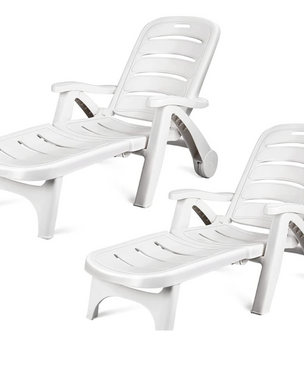 Giantex Patio Chaise Lounge Recliner on Wheels