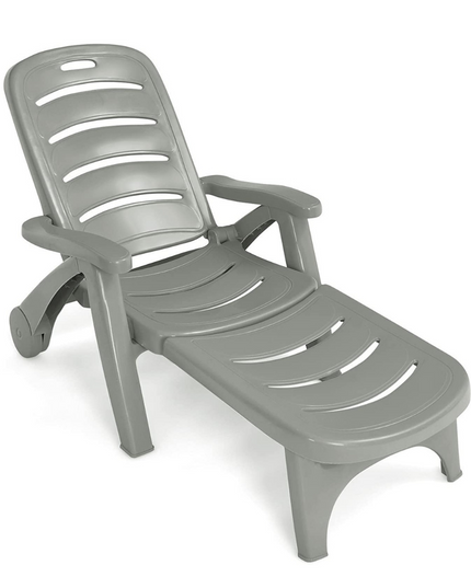 Patio Chaise Lounge Recliner on Wheels - Giantex