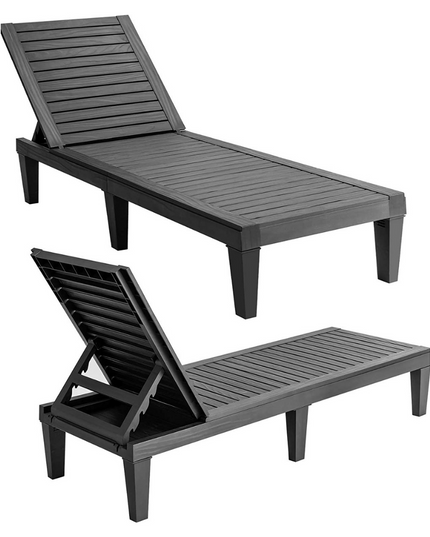 Outdoor Chaise with 5-Position Adjustable Backrest, Rust-Resistant Chaise