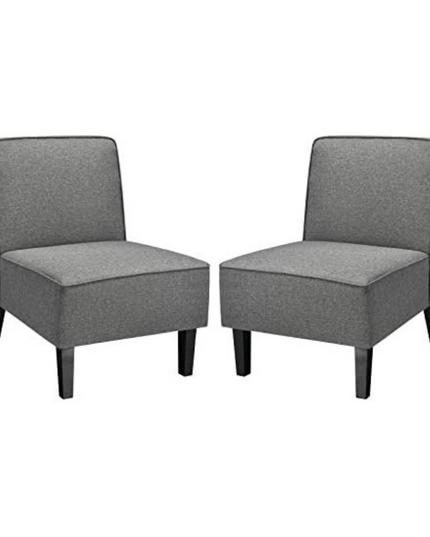 Giantex Upholstered Accent Chair Set of 2, Fabric Single Sofa Armless Accent Chair, Beige