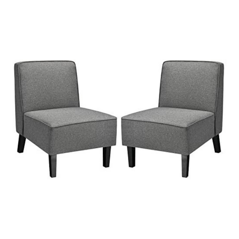 Giantex Upholstered Accent Chair Set of 2, Fabric Single Sofa Armless Accent Chair, Beige