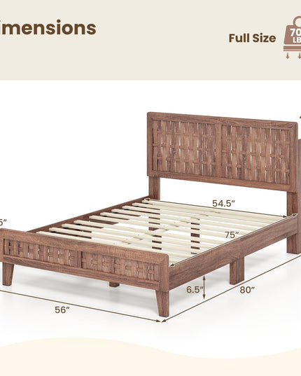 Giantex Twin/Full/Queen Size Mid-Century Platform Bed w/Wooden Slat Support Mattress Foundation