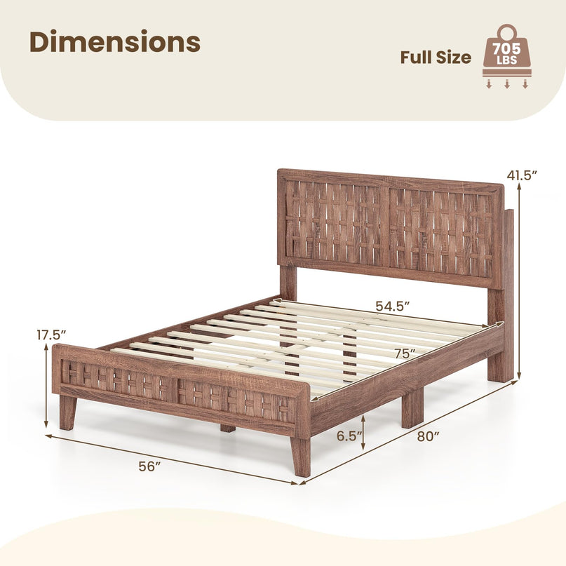Giantex Twin/Full/Queen Size Mid-Century Platform Bed w/Wooden Slat Support Mattress Foundation