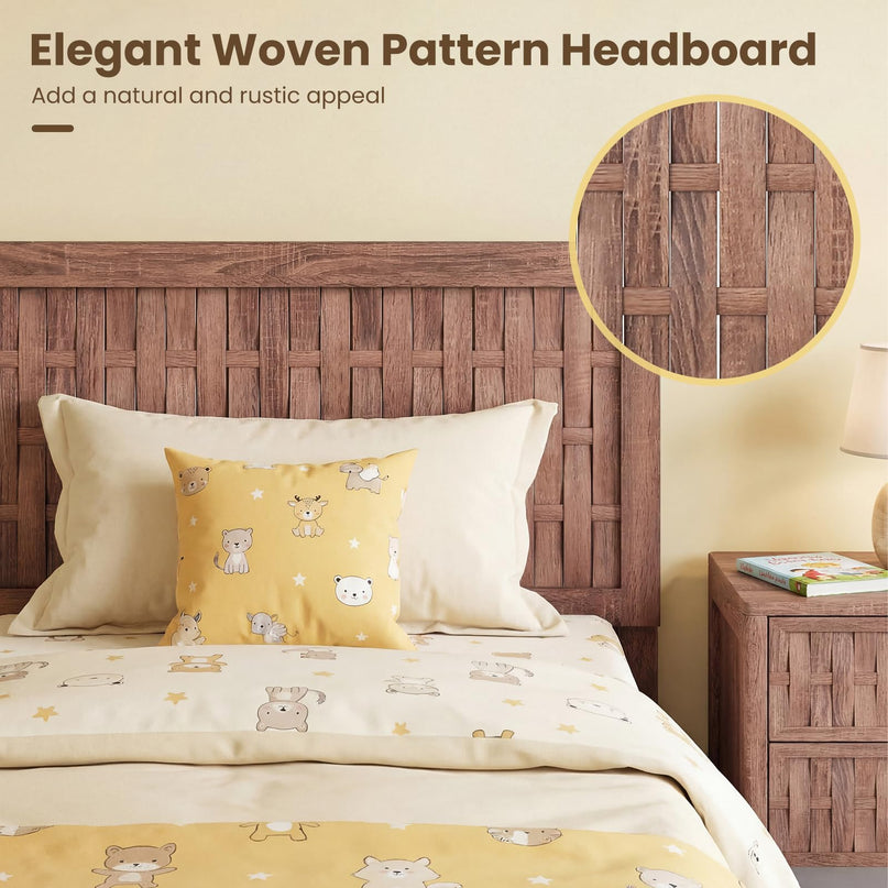 Giantex Twin/Full/Queen Size Mid-Century Platform Bed w/Wooden Slat Support Mattress Foundation
