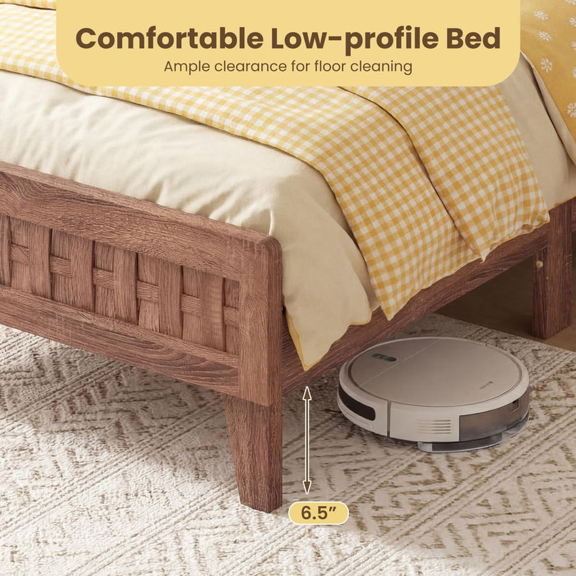 Giantex Twin/Full/Queen Size Mid-Century Platform Bed w/Wooden Slat Support Mattress Foundation