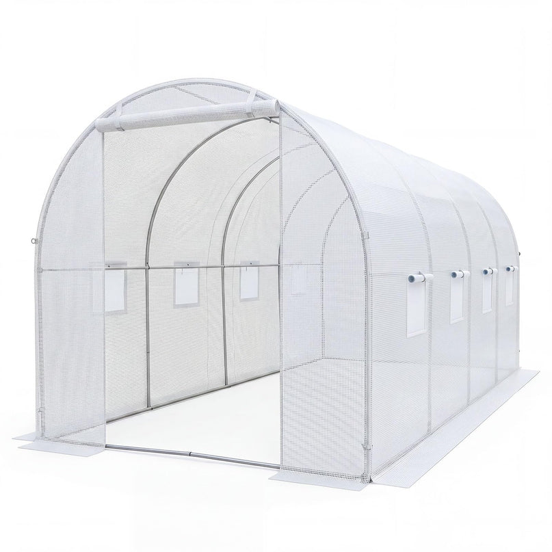 Giantex 15 x 7 x 7 ft Walk-in Tunnel Greenhouse with Galvanized Steel Frame