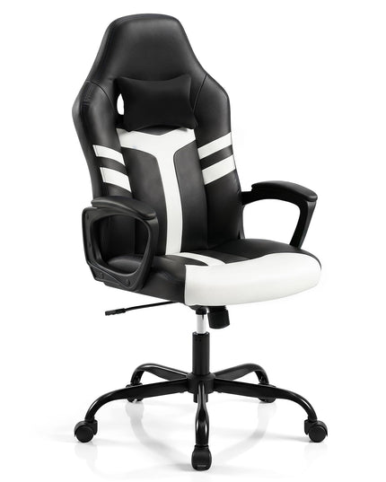 Giantex Faux Leather Upholstered Office Chair w/Removable Head Pillow