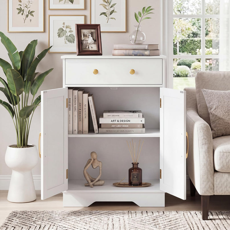 Giantex Freestanding Bathroom Storage Cabinet with 2 Doors & Drawer