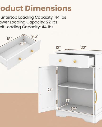 Giantex Freestanding Bathroom Storage Cabinet with 2 Doors & Drawer