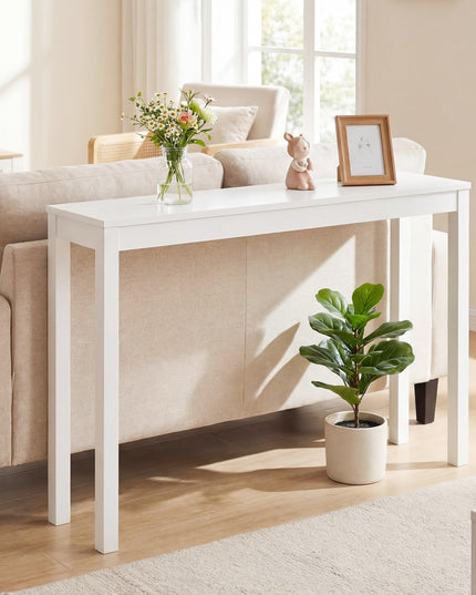 Giantex Wood Console Table 48" White Narrow Entryway Table with Solid Wood Legs