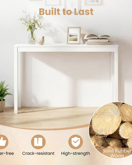 Giantex Wood Console Table 48" White Narrow Entryway Table with Solid Wood Legs