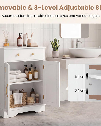 Giantex Freestanding Bathroom Storage Cabinet with 2 Doors & Drawer