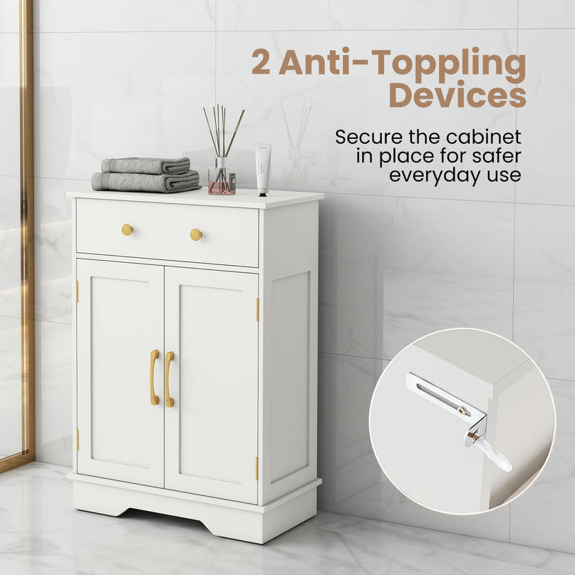 Giantex Freestanding Bathroom Storage Cabinet with 2 Doors & Drawer