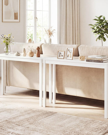 Giantex Wood Console Table 48" White Narrow Entryway Table with Solid Wood Legs