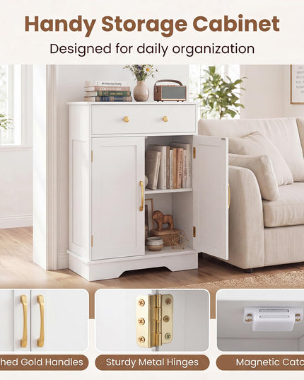 Giantex Freestanding Bathroom Storage Cabinet with 2 Doors & Drawer