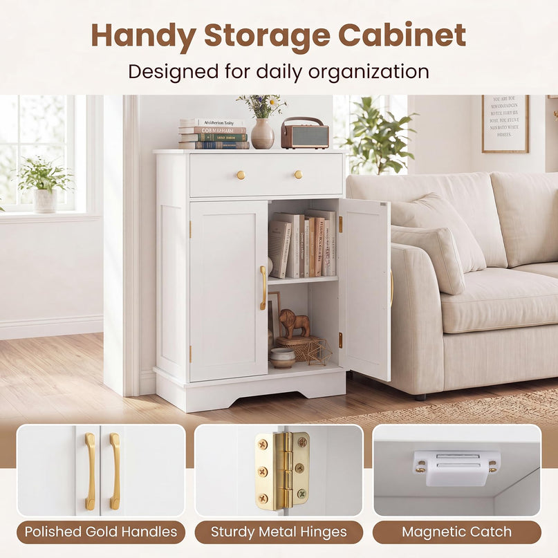Giantex Freestanding Bathroom Storage Cabinet with 2 Doors & Drawer