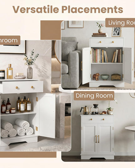 Giantex Freestanding Bathroom Storage Cabinet with 2 Doors & Drawer