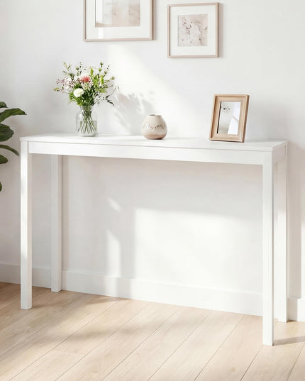 Giantex Wood Console Table 48" White Narrow Entryway Table with Solid Wood Legs