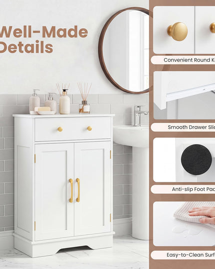 Giantex Freestanding Bathroom Storage Cabinet with 2 Doors & Drawer