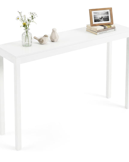 Giantex Wood Console Table 48" White Narrow Entryway Table with Solid Wood Legs