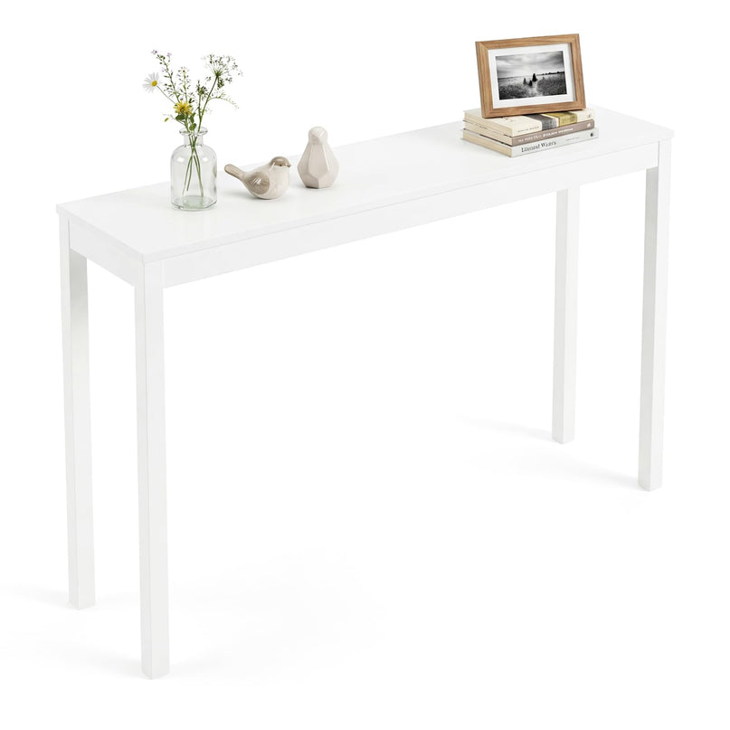 Giantex Wood Console Table 48" White Narrow Entryway Table with Solid Wood Legs