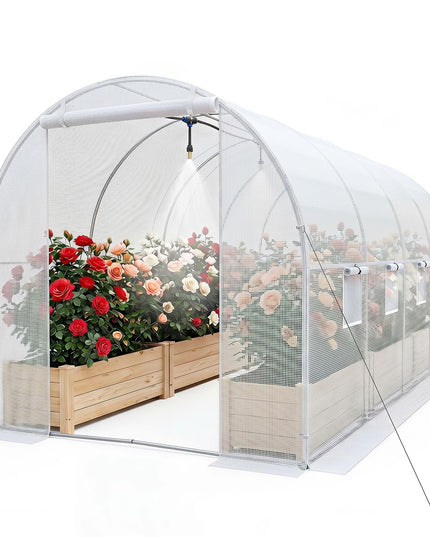 Giantex 15 x 7 x 7 ft Walk-in Tunnel Greenhouse with Galvanized Steel Frame