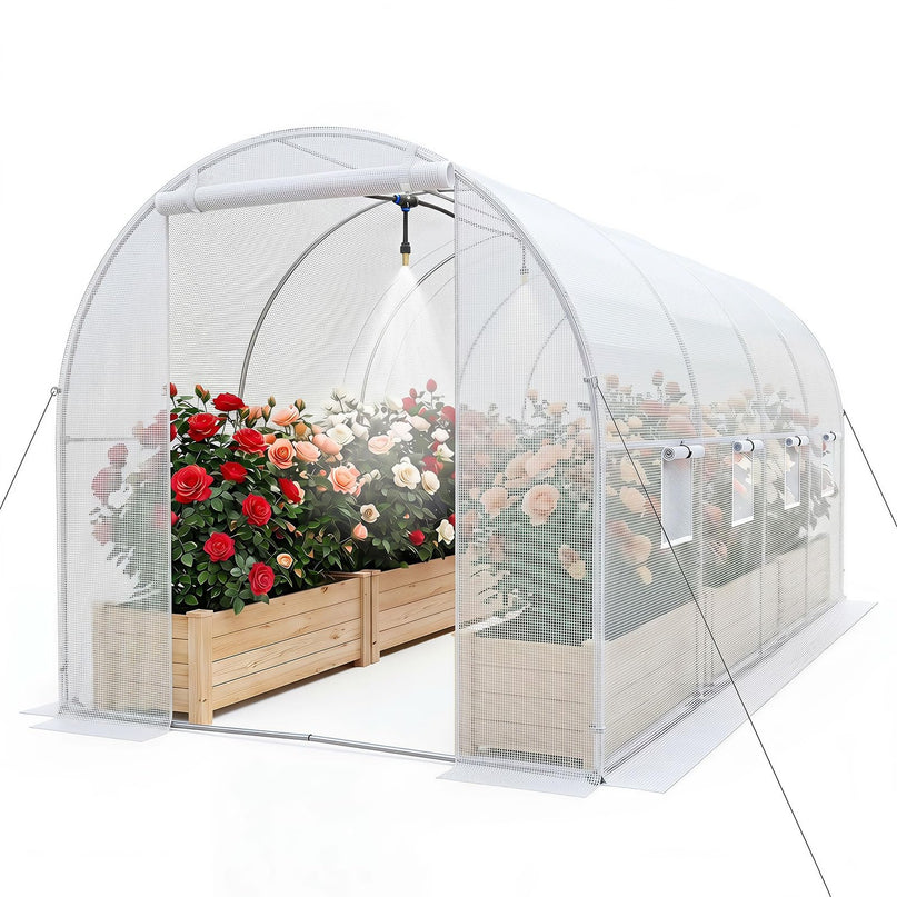 Giantex 15 x 7 x 7 ft Walk-in Tunnel Greenhouse with Galvanized Steel Frame