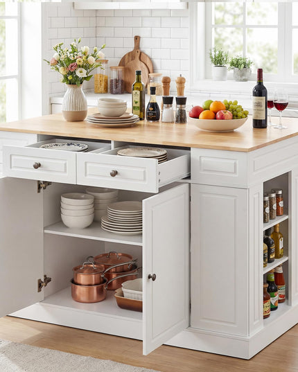 Îlot de cuisine fixe Giantex de 48 pouces avec rangement et abattant pour salle à manger et salon