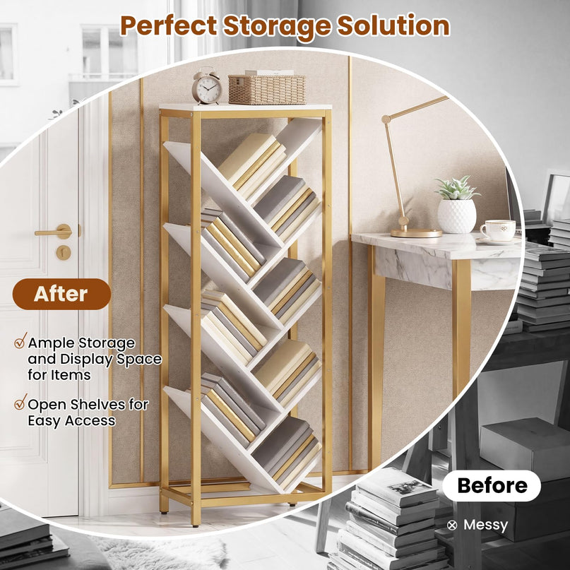 Giantex Tree Bookshelf 9-Tier Floor Standing Bookshelf for Books/CDs