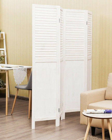 4 Panel 6 ft Wooden Room Divider, Portable Partition Screen - Giantexus