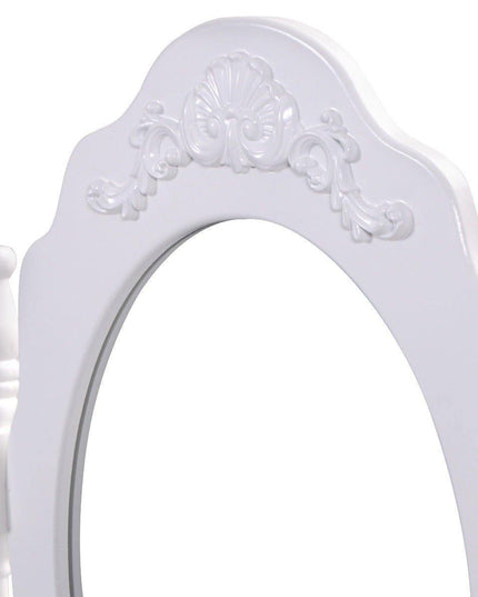 Vanity Table Set with Mirror and Stool for Bedroom 3 Drawers (White) - Giantexus