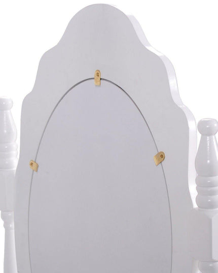 Vanity Table Set with Mirror and Stool for Bedroom 3 Drawers (White) - Giantexus
