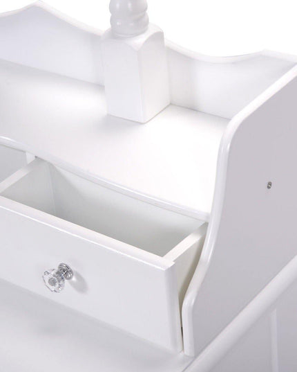 Vanity Table Set with Mirror and Stool for Bedroom 3 Drawers (White) - Giantexus