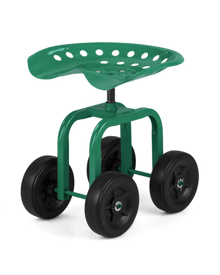 Chariot de jardin Giantex, siège de travail roulant à 4 roues, tabouret de jardin pivotant à 360° et hauteur réglable