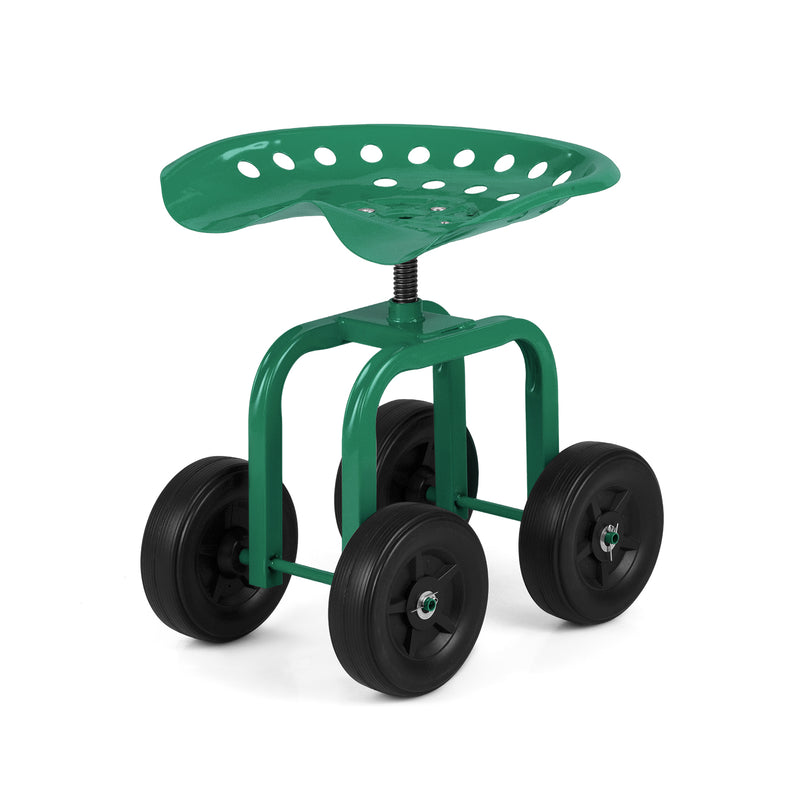 Giantex Garden Cart, Rolling Workseat with 4 Wheels, Garden Stool 360-degree Swivel Work Seat & Adjustable Heigh