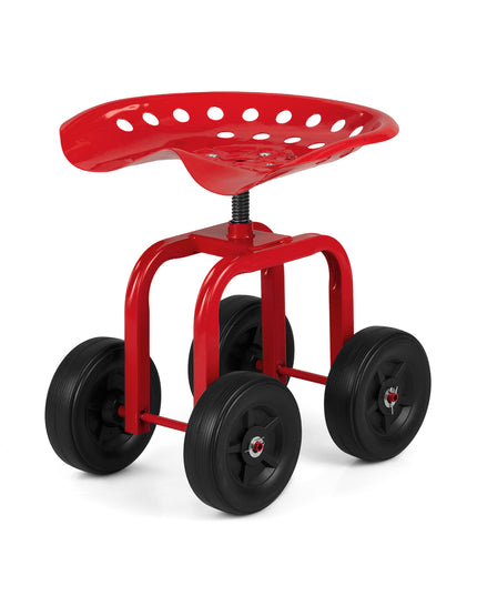 Chariot de jardin Giantex, siège de travail roulant à 4 roues, tabouret de jardin pivotant à 360° et hauteur réglable