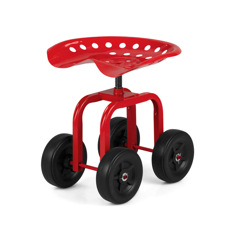 Giantex Garden Cart, Rolling Workseat with 4 Wheels, Garden Stool 360-degree Swivel Work Seat & Adjustable Heigh