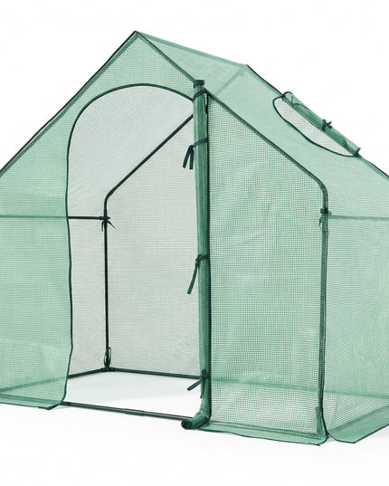 Giantex 6x3x5.5 FT Mini Walk-in Greenhouse, with Roll-up Zippered Door & Window, Overlong PE Cover