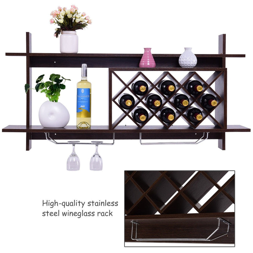 Wall Mounted Wine Rack Organizer - Giantexus