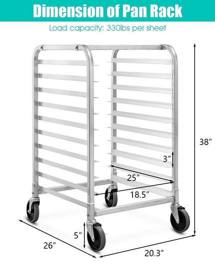 10 Tier Aluminum Bakery Rack Home Commercial Kitchen Bun Pan - Giantexus