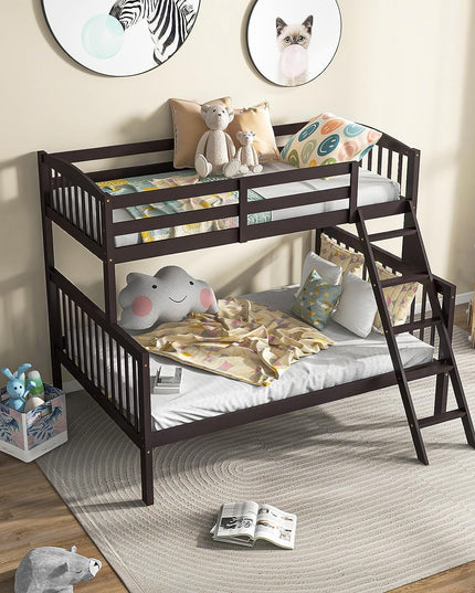 Giantex Bunk Bed, Solid Wood Detachable Bed Frame with High Guardrails & Integrated Ladder