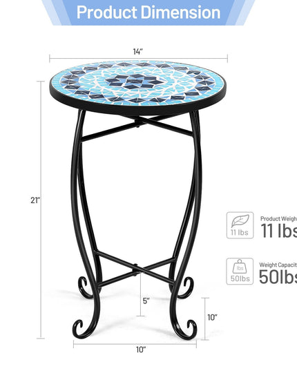 Outdoor Side Table, Mosaic Patio Table