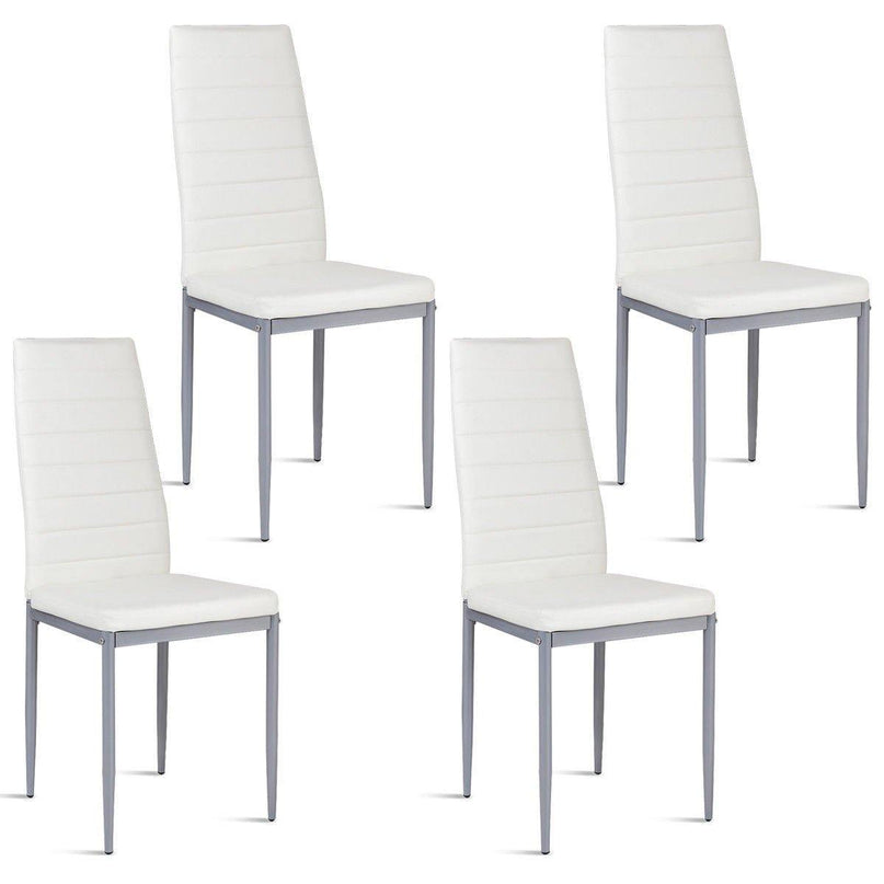 Giantex Set of 4 PU Leather Dining Side Chairs with Padded Seat Foot Cap