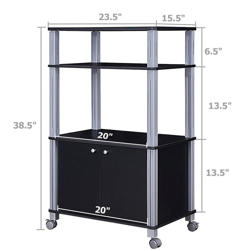 Rolling Kitchen Bakers Rack Microwave Oven Stand