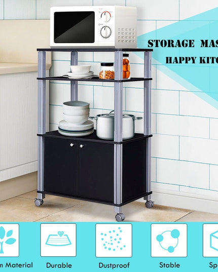 Rolling Kitchen Bakers Rack Microwave Oven Stand